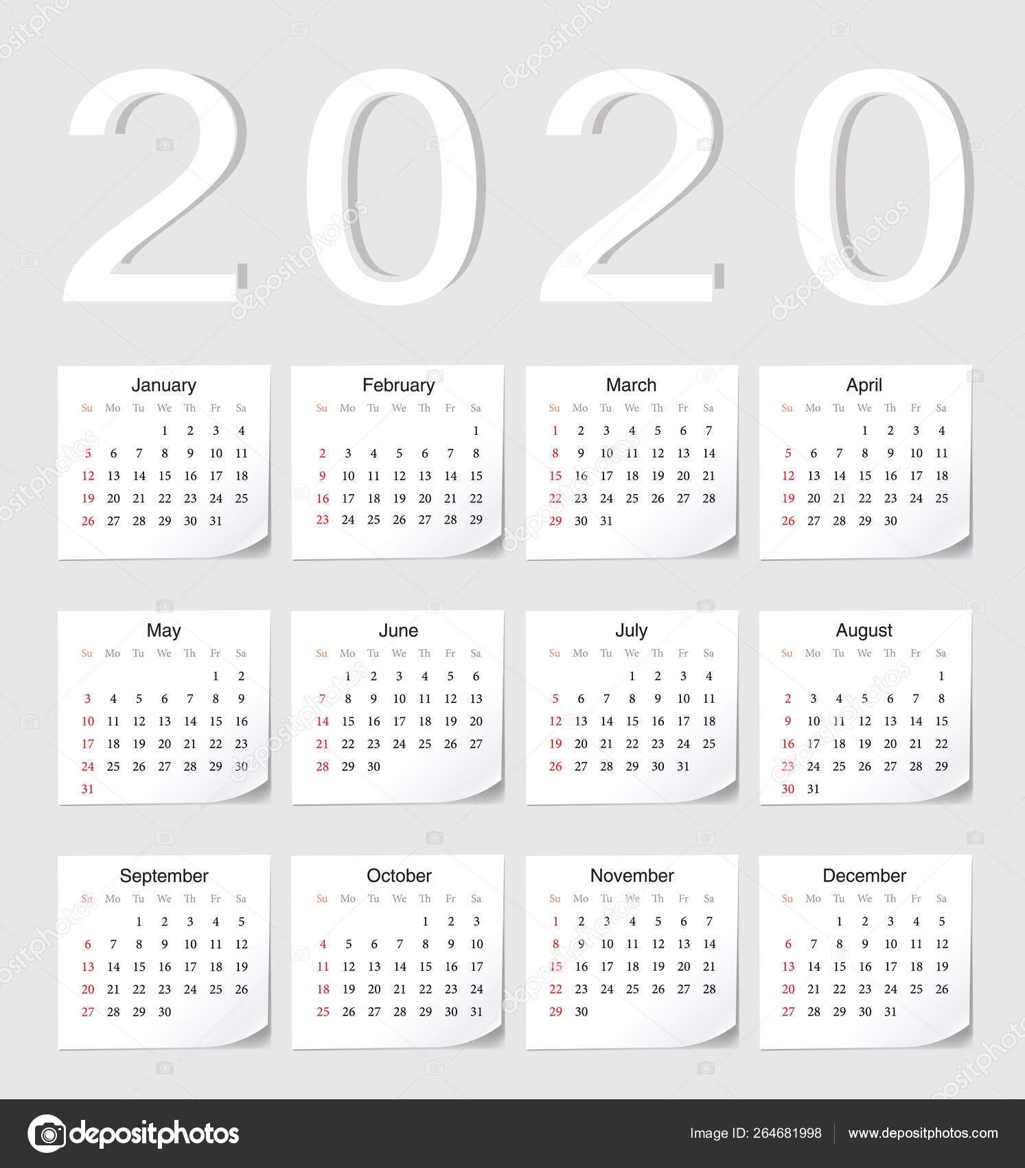 European 2020 Calendar — Stock Vector © Julvil11 #264681998