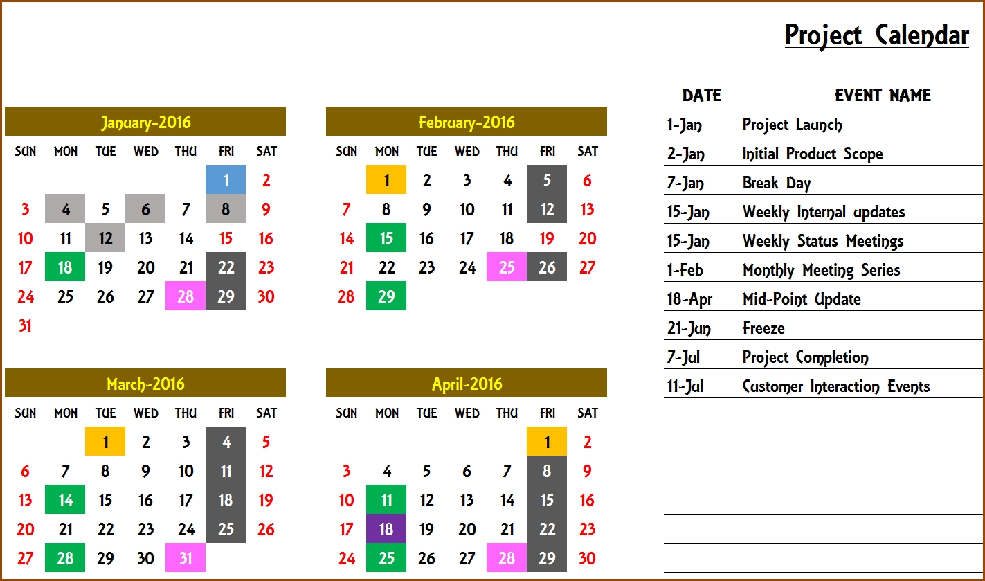 Excel Calendar Template - Excel Calendar 2019, 2020 Or Any