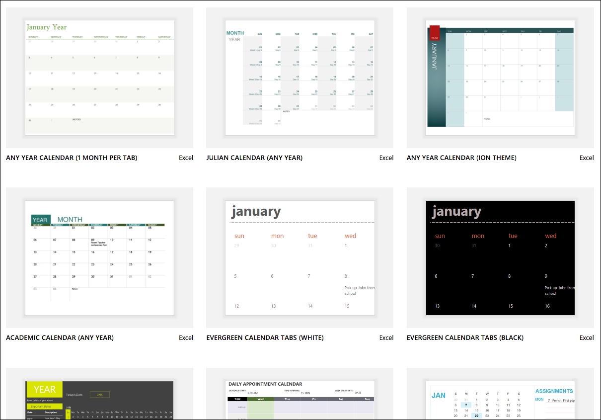 Excel Calendar Templates - Excel
