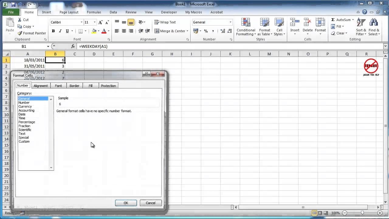 Excel: How To Show The Day Of The Week For A Date - Weekday Function