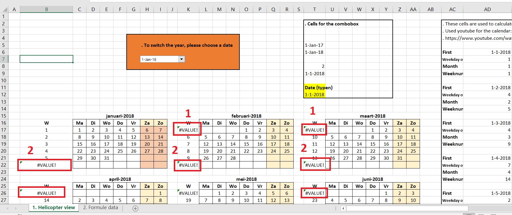 Excel. Weeknum Function. #value! Error. Calendar - Stack