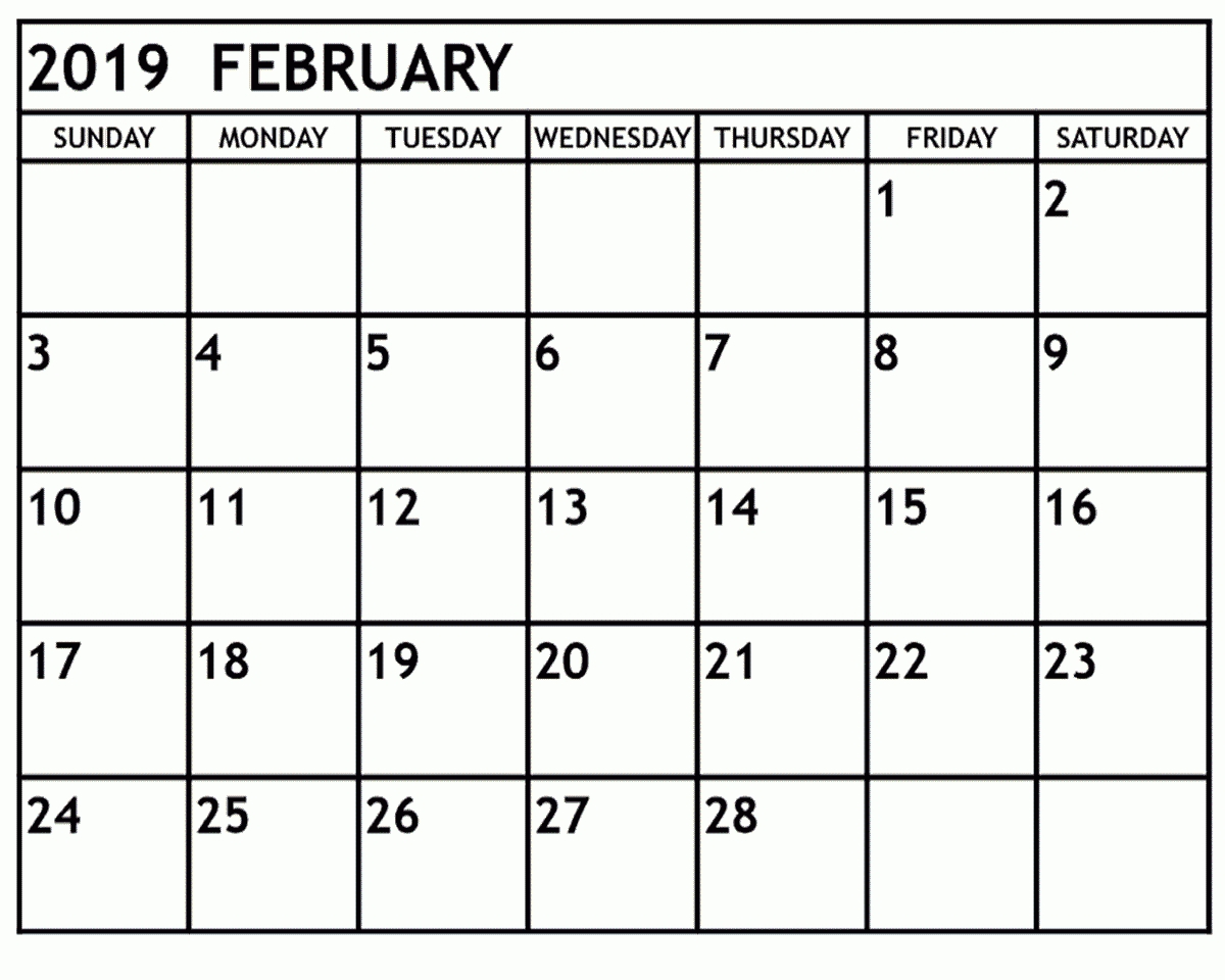 February 2019 Calendar Archives - Printable Calendar 2019
