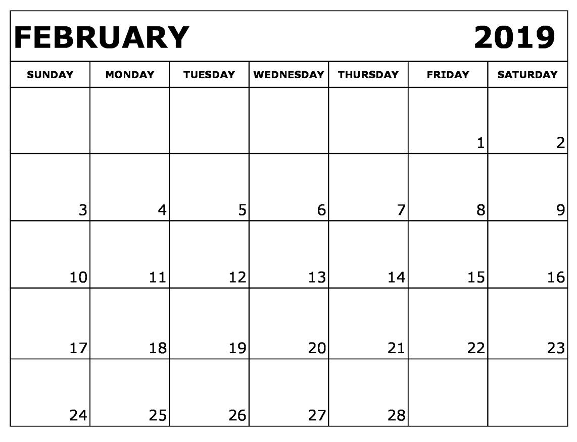 February 2019 Calendar Printable Customized | February 2019