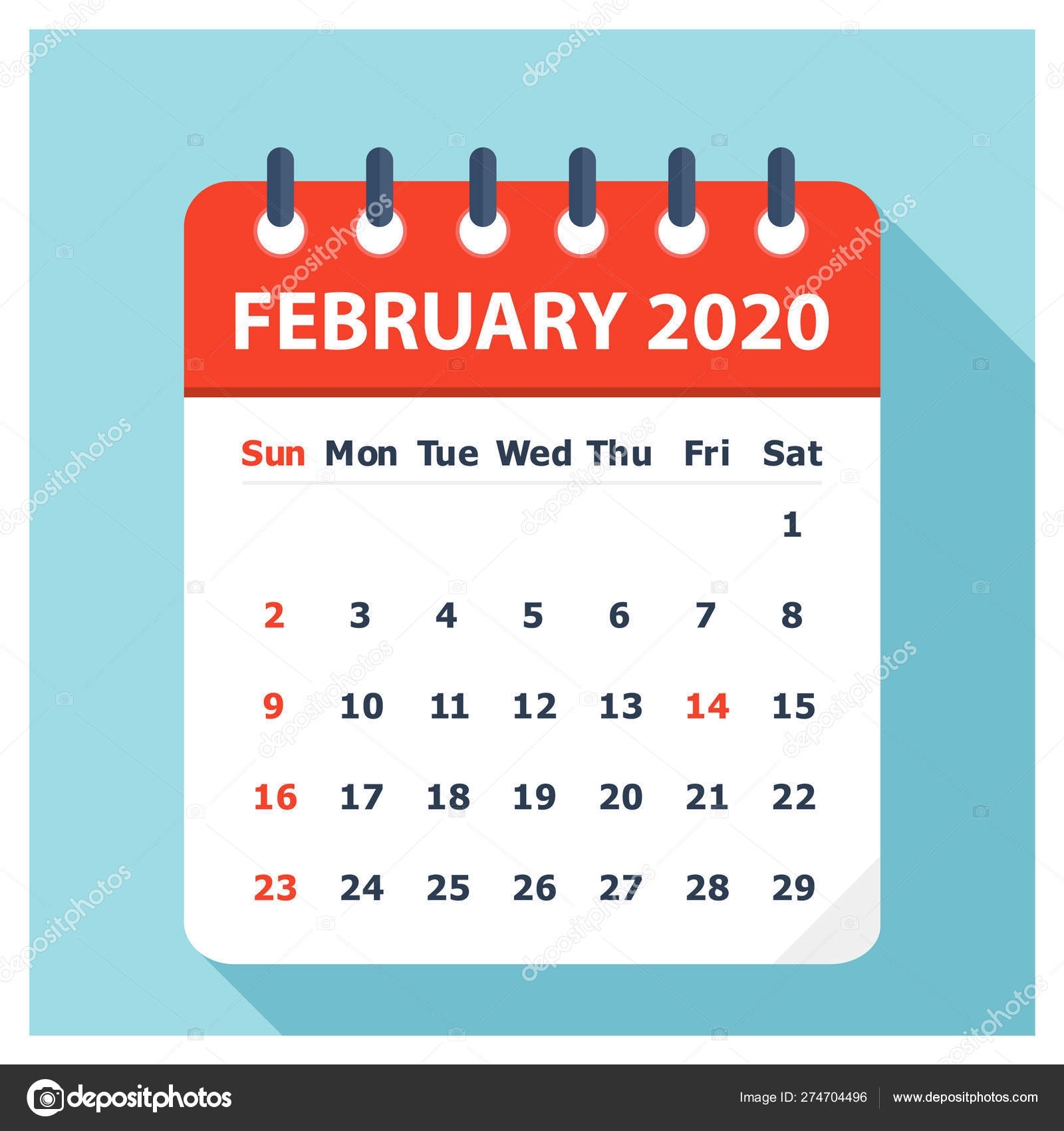 February 2020 - Calendar Icon - Calendar Design Template