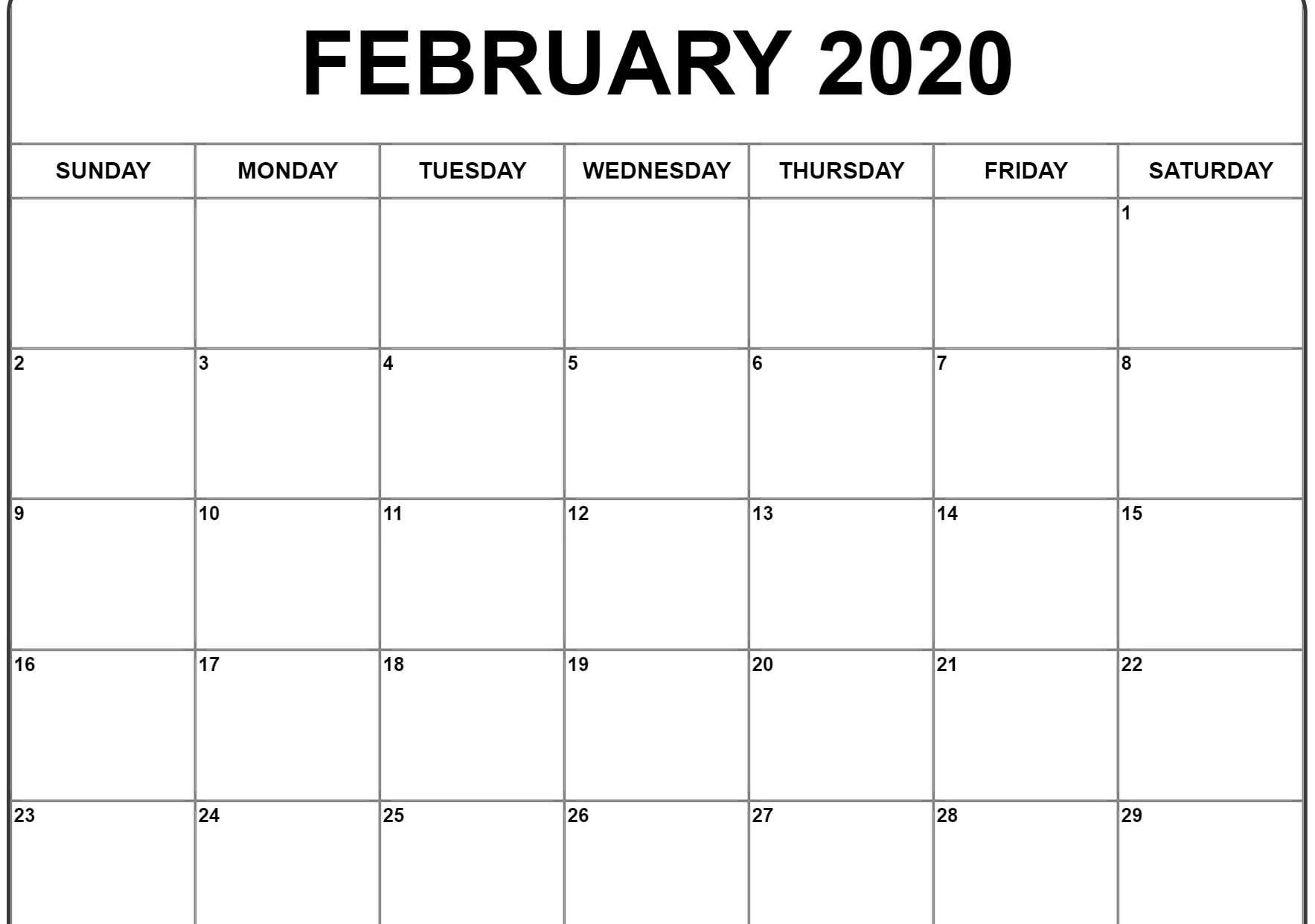 February 2020 Calendar Landscape - Free August 2019 Calendar