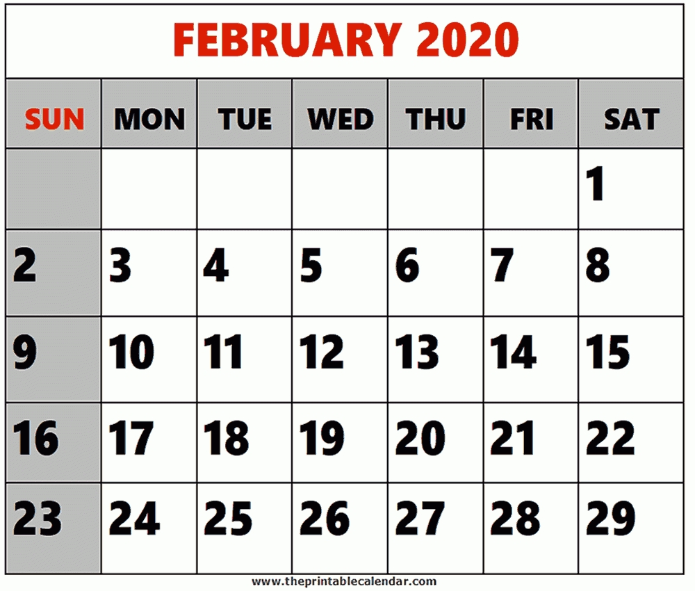 February 2020 Printable Calendars
