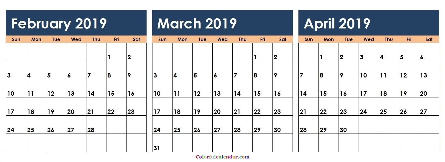 February March April 2019 Calendar Pdf | Calendar Of