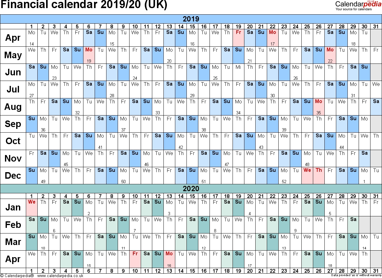 Financial Calendars 2019/20 (Uk) In Pdf Format