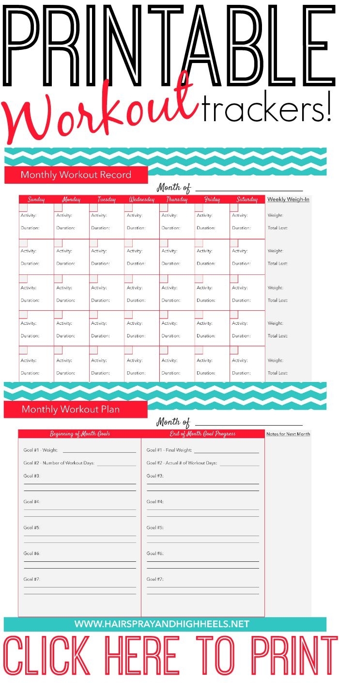 Fitness Tracker Printable | Workout Calendar, Fitness