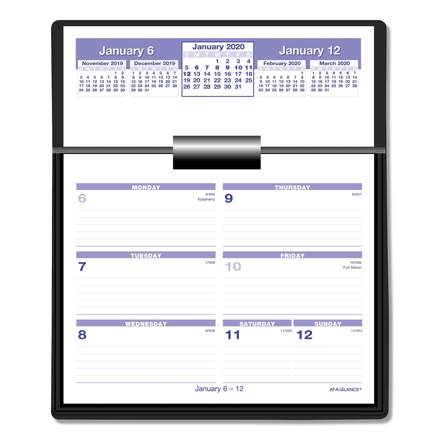 Flip-A-Week Desk Calendar And Base, 5 5/8 X 7, White, 2020