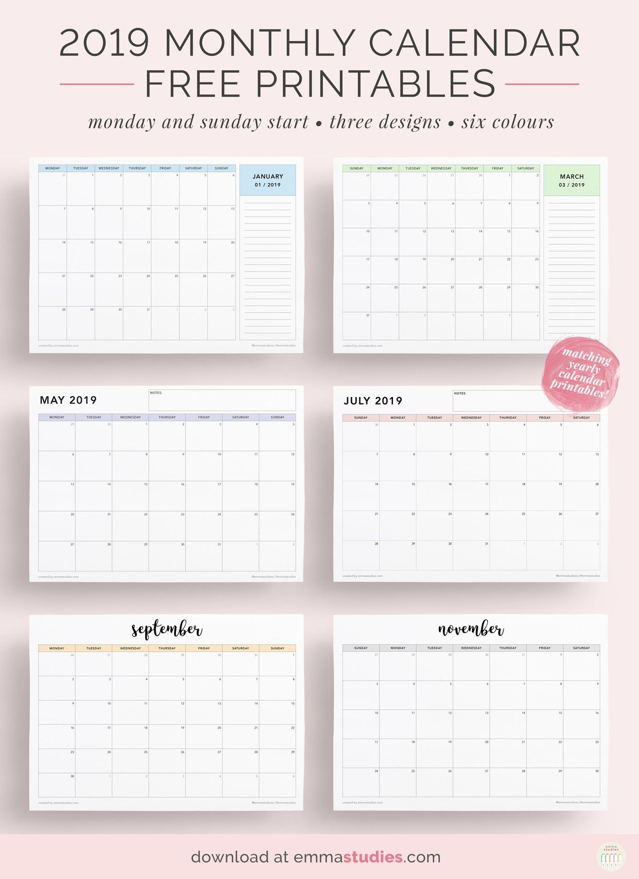 Free 2019 Monthly Landscape Calendar Printableshere Is A