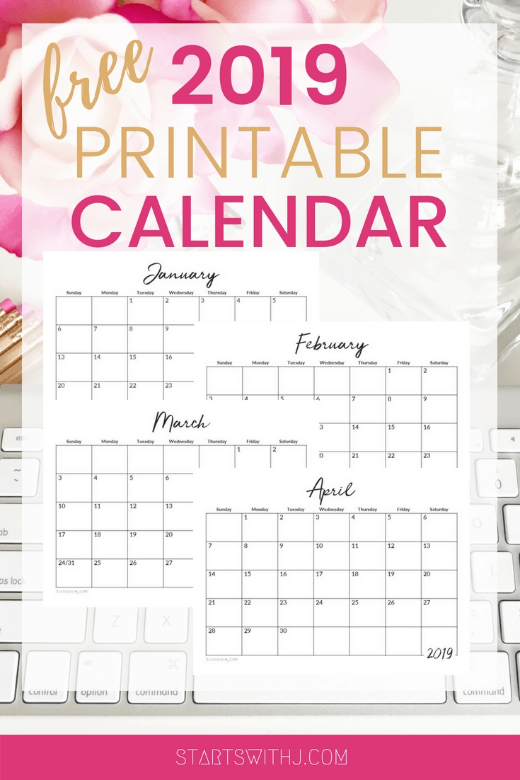 Free 2019 Printable Calendars | Printables | Free Printable