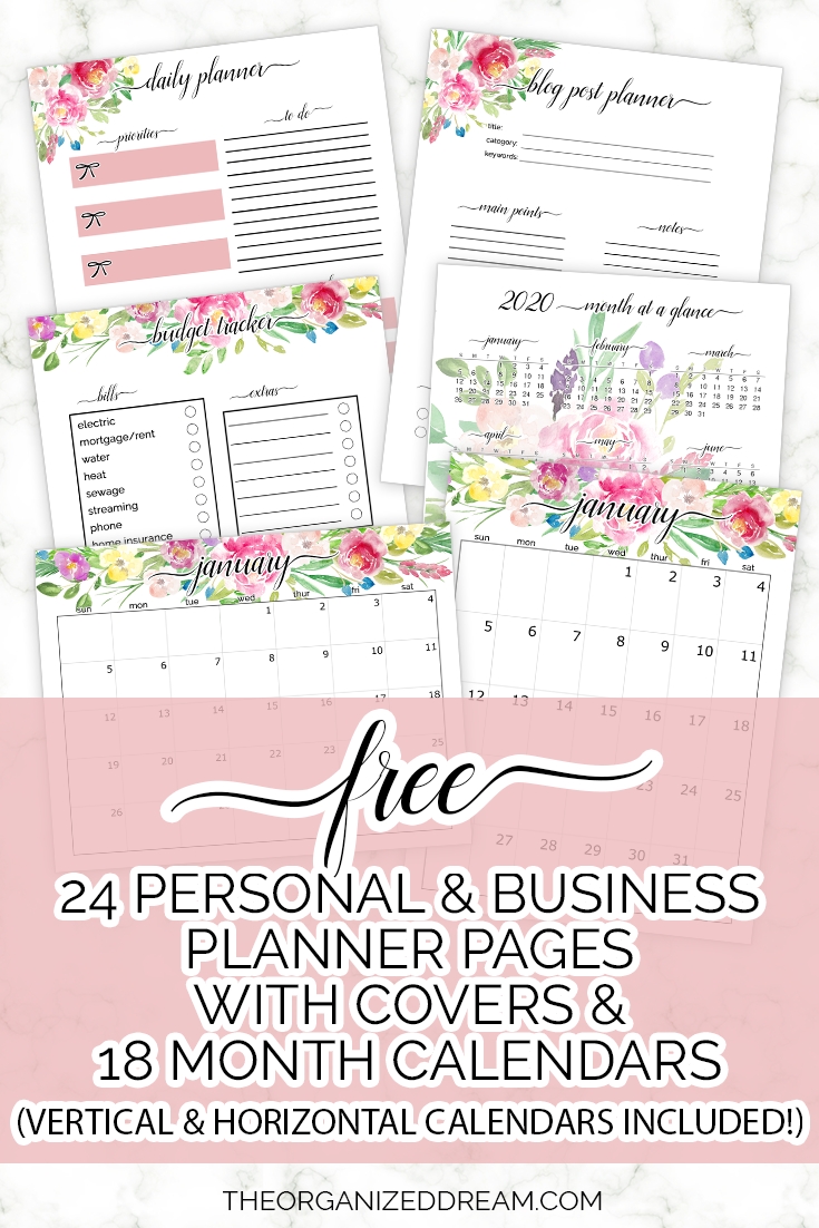 Free 2020 Planner Pages With 18 Month Calendars - The