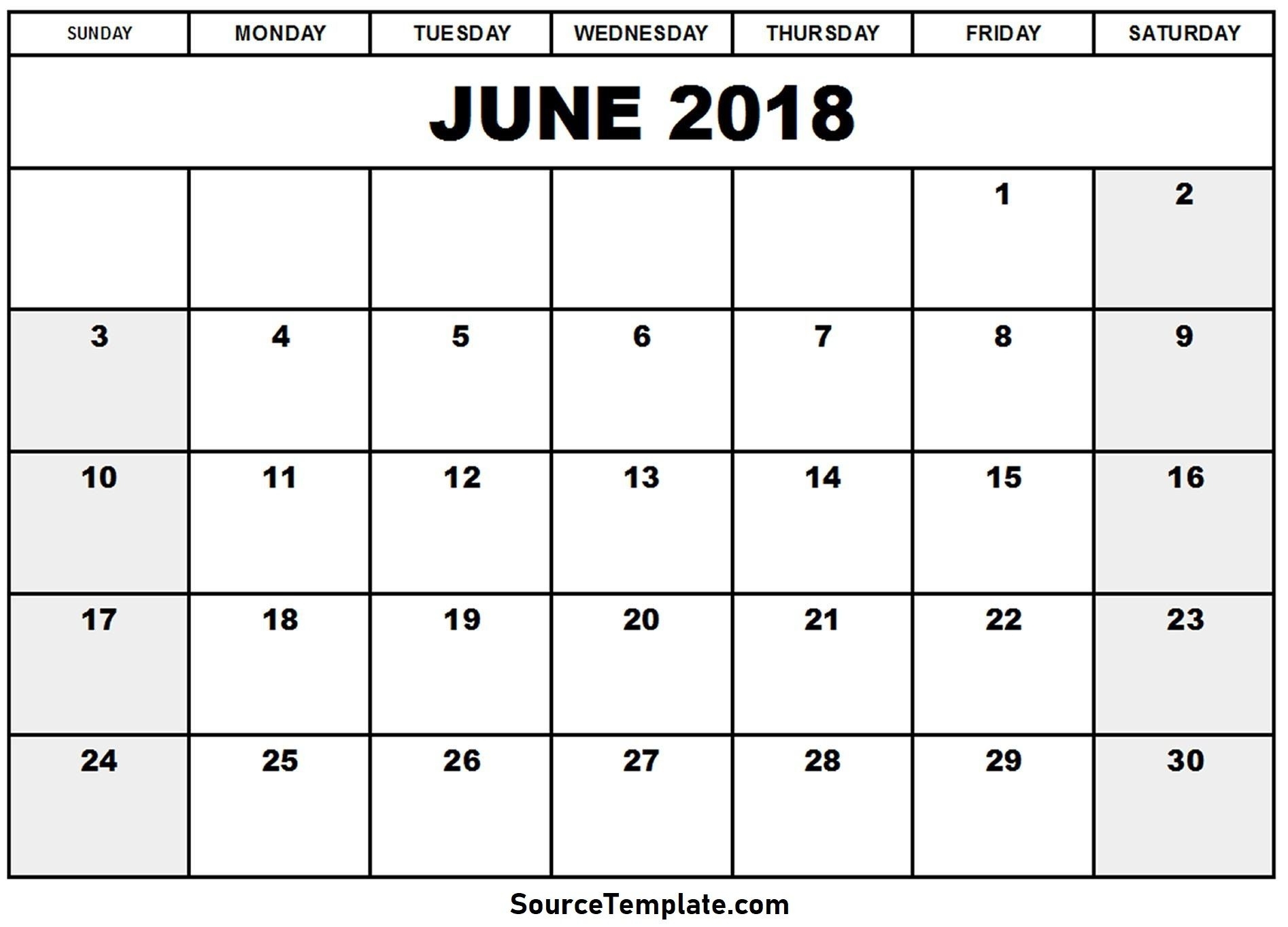 Free 5+ June 2018 Calendar Printable Template | June