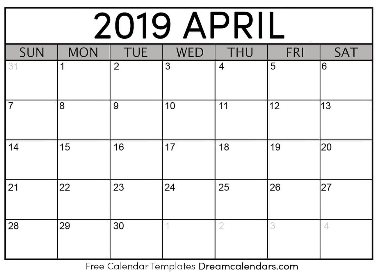 Free April 2019 Printable Calendar | Dream Calendars