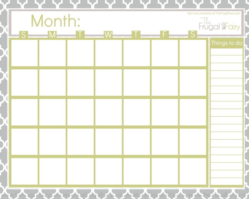 Free Printable Generic Calendar