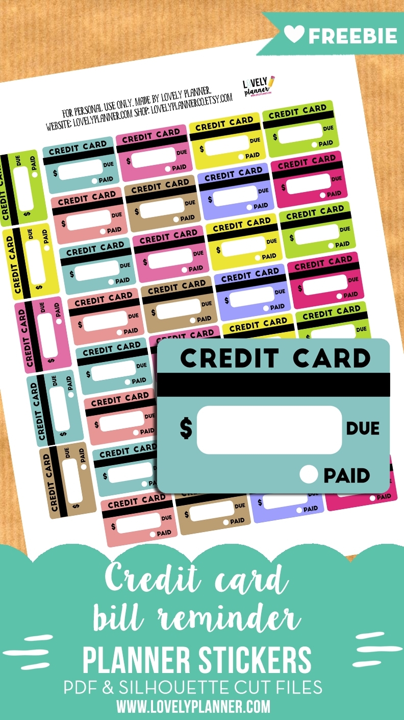 Free Credit Card Bill Reminder Stickers - Printable &amp; Cut