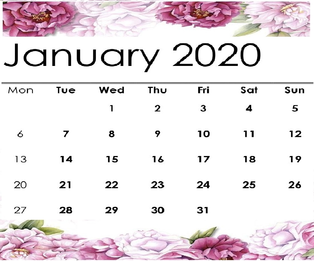 Free Cute January 2020 Calendar Printable | 12 Month