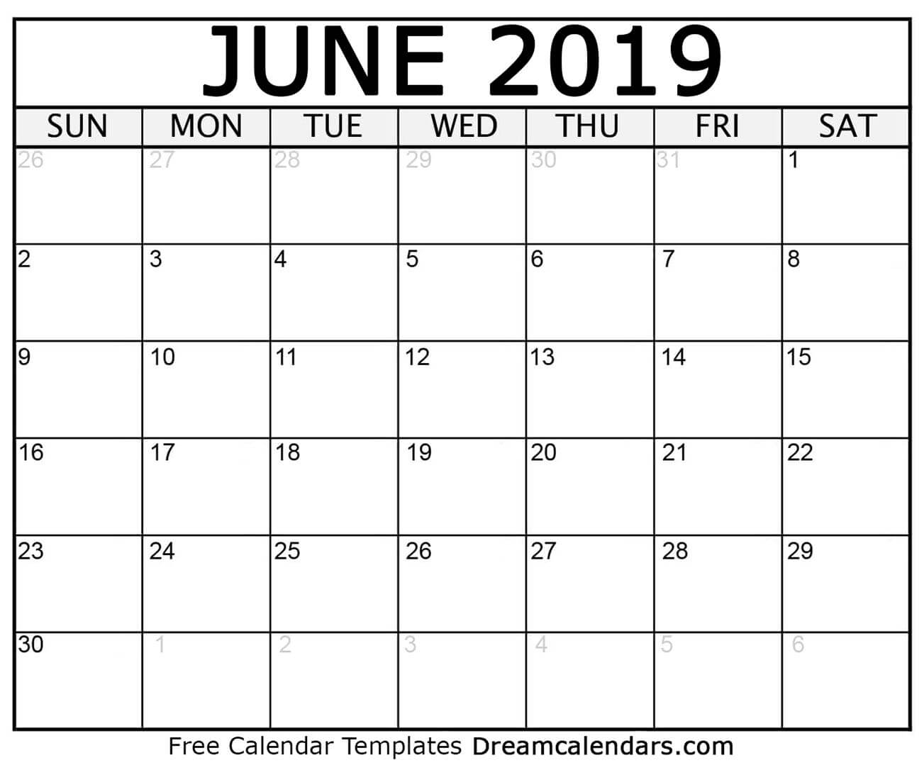 Free June 2019 Printable Calendar | Dream Calendars