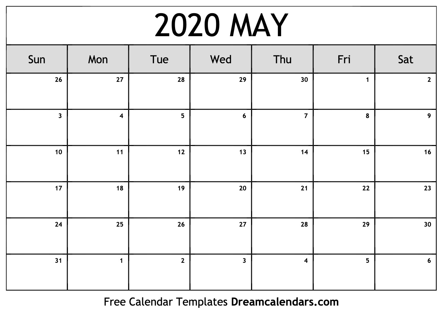 Free May 2020 Printable Calendar | Dream Calendars