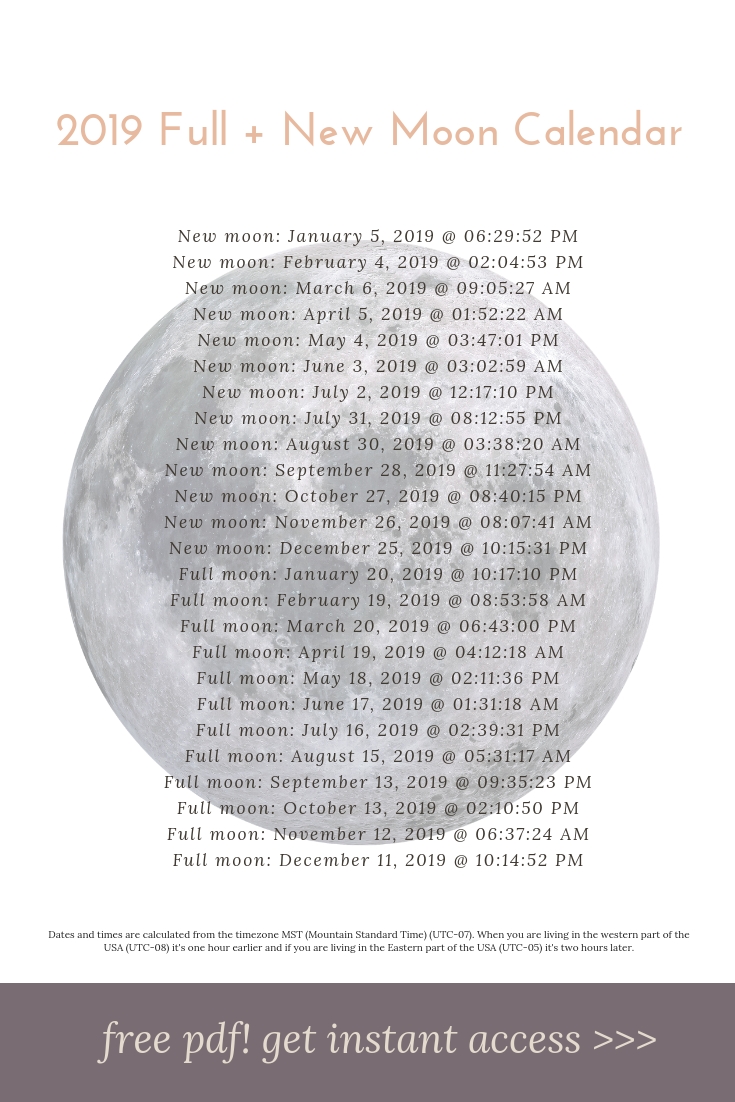 Free Pdf** Moon Phases Calendar 2018 + 2019. Download This