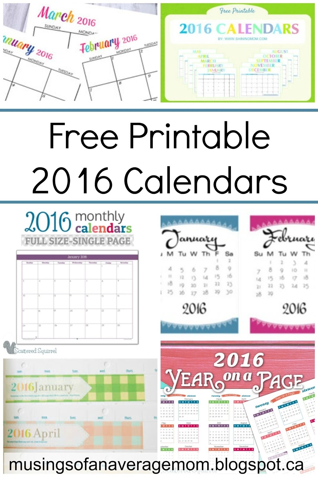 Free Printable 2016 Calendar Round-Up