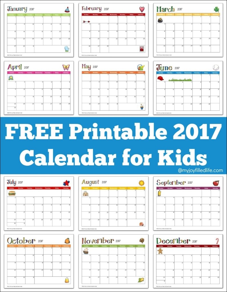 Free Printable 2017 Calendar For Kids - My Joy-Filled Life