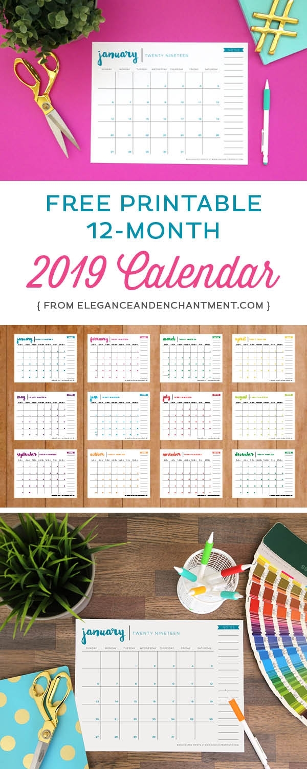 Free Printable 2019 Calendar - Elegance &amp; Enchantment