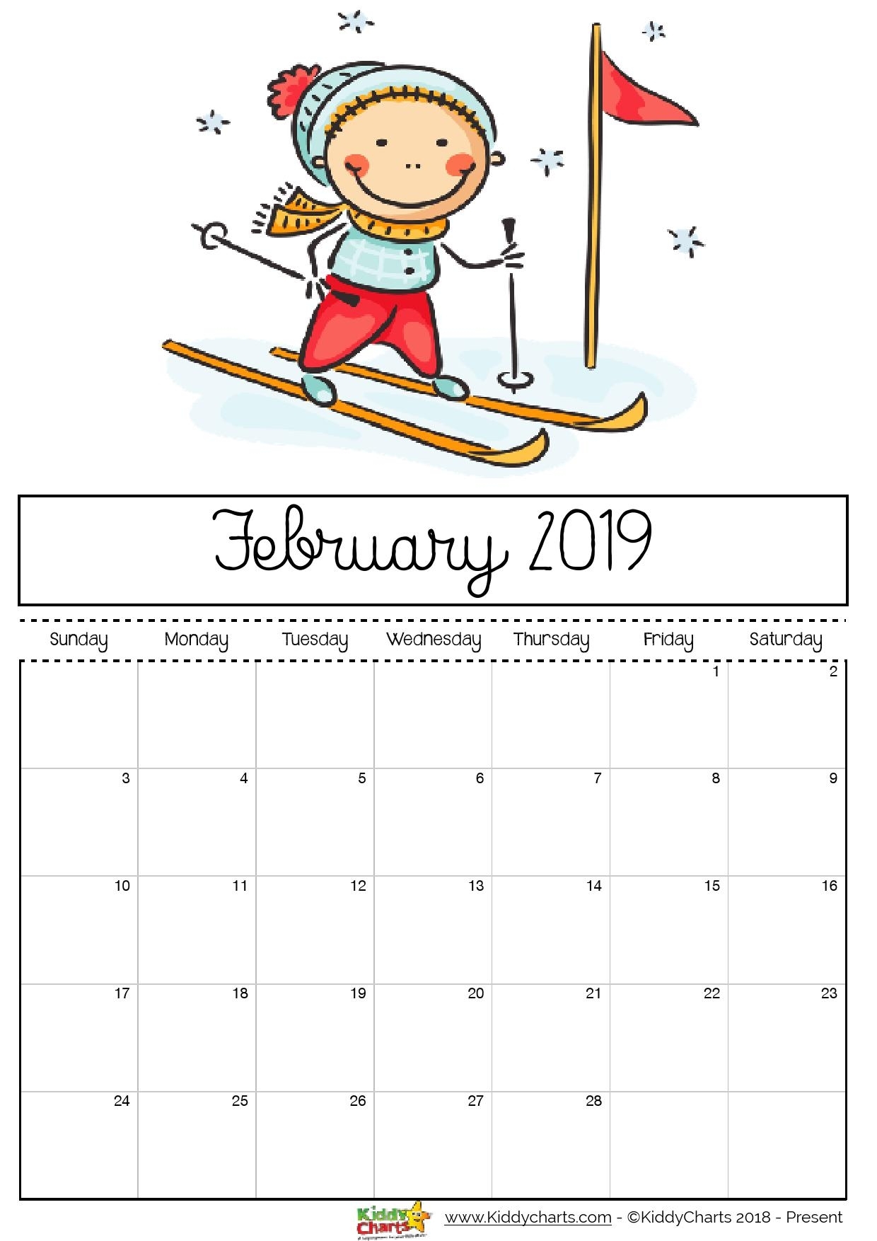 Free Printable 2019 Calendar - Print Yours Here | Kiddycharts