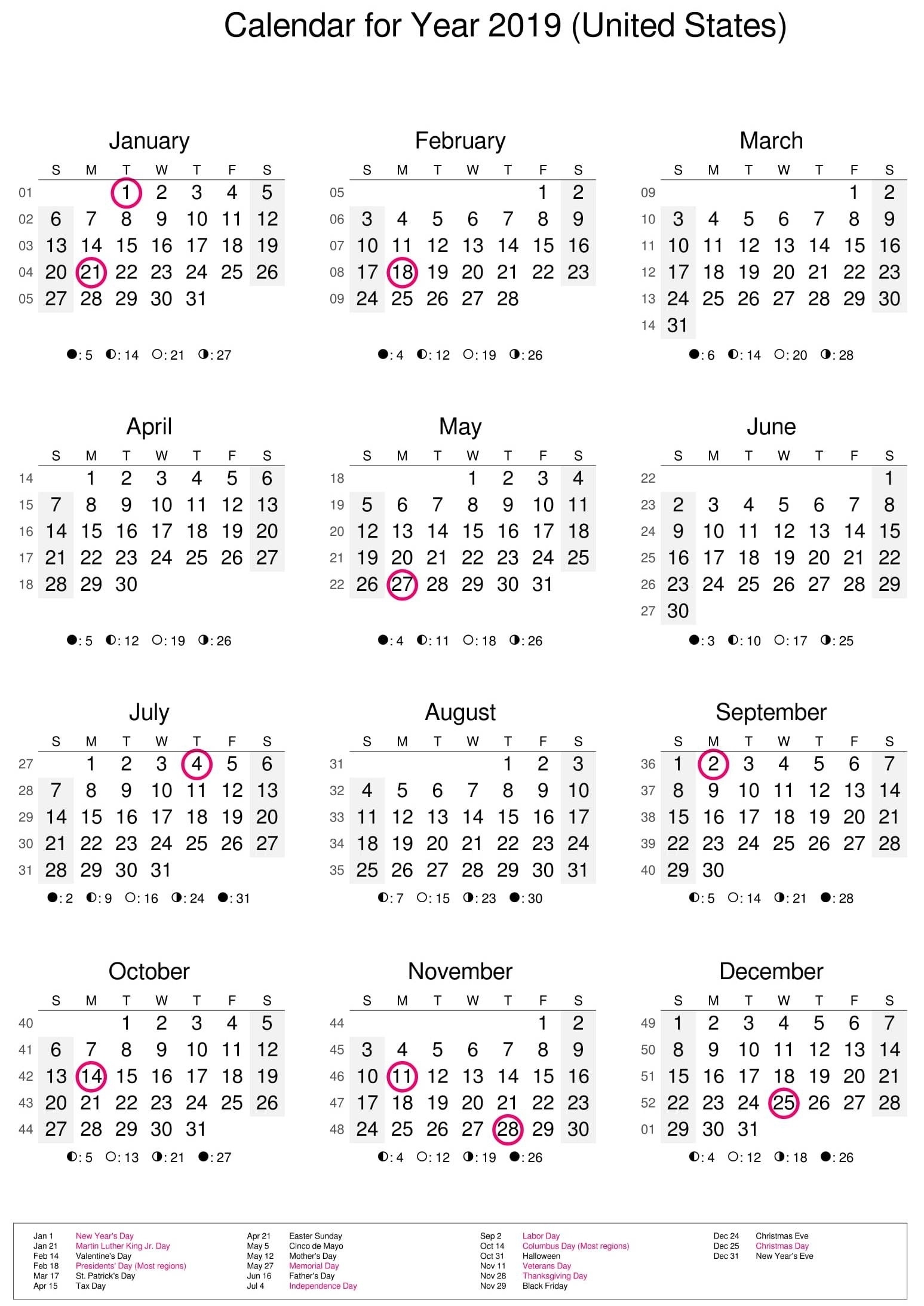 Free Printable 2019 Calendar Template Word | - Part 18