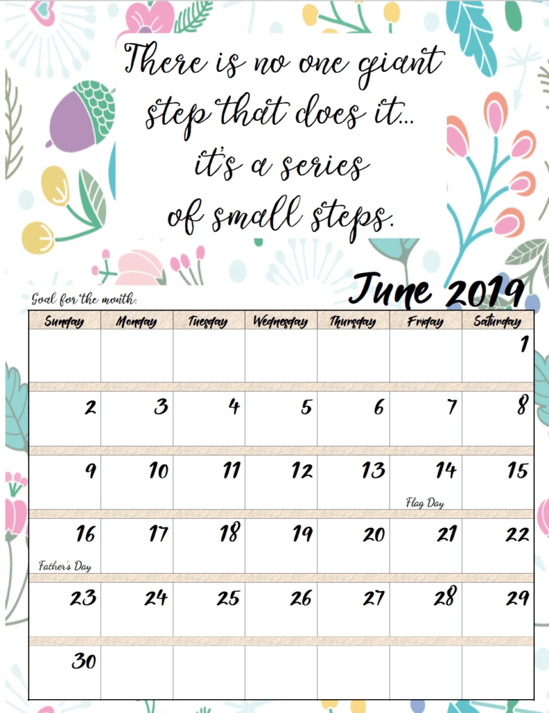 Free Printable 2019 Monthly Motivational Calendars