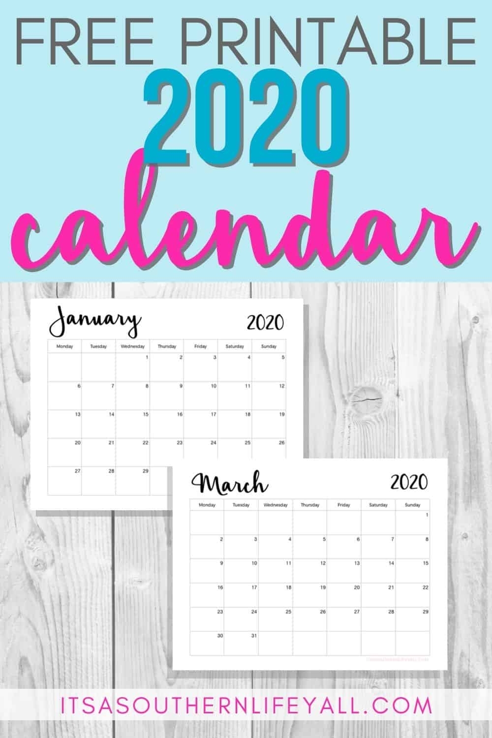 Free Printable 2020 Calendar - It&#039;s A Southern Life Y&#039;all
