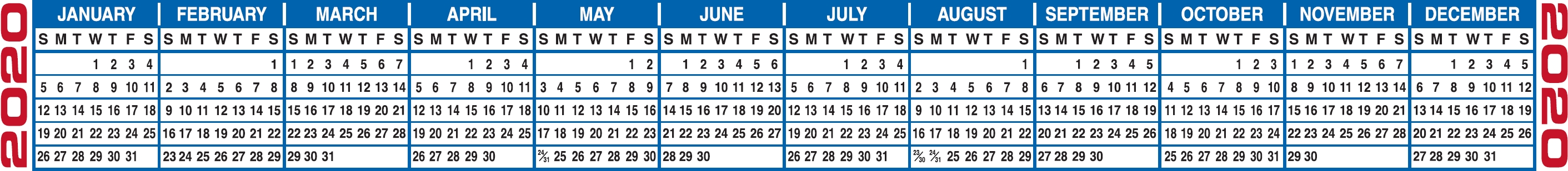 Free Printable 2020 Calendars &amp; 2020 Calendar Strips