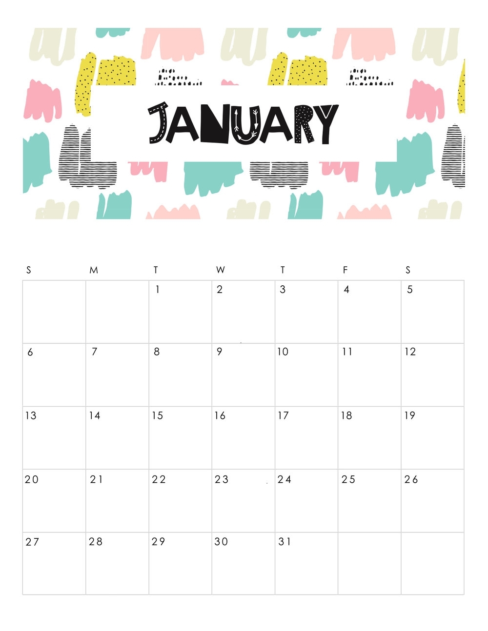 Free Printable Abstract Patterned 2019 Calendar. — Gathering