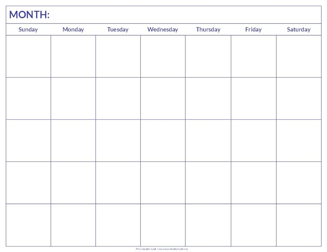 Free Printable Blank Monthly Calendar | Student Handouts