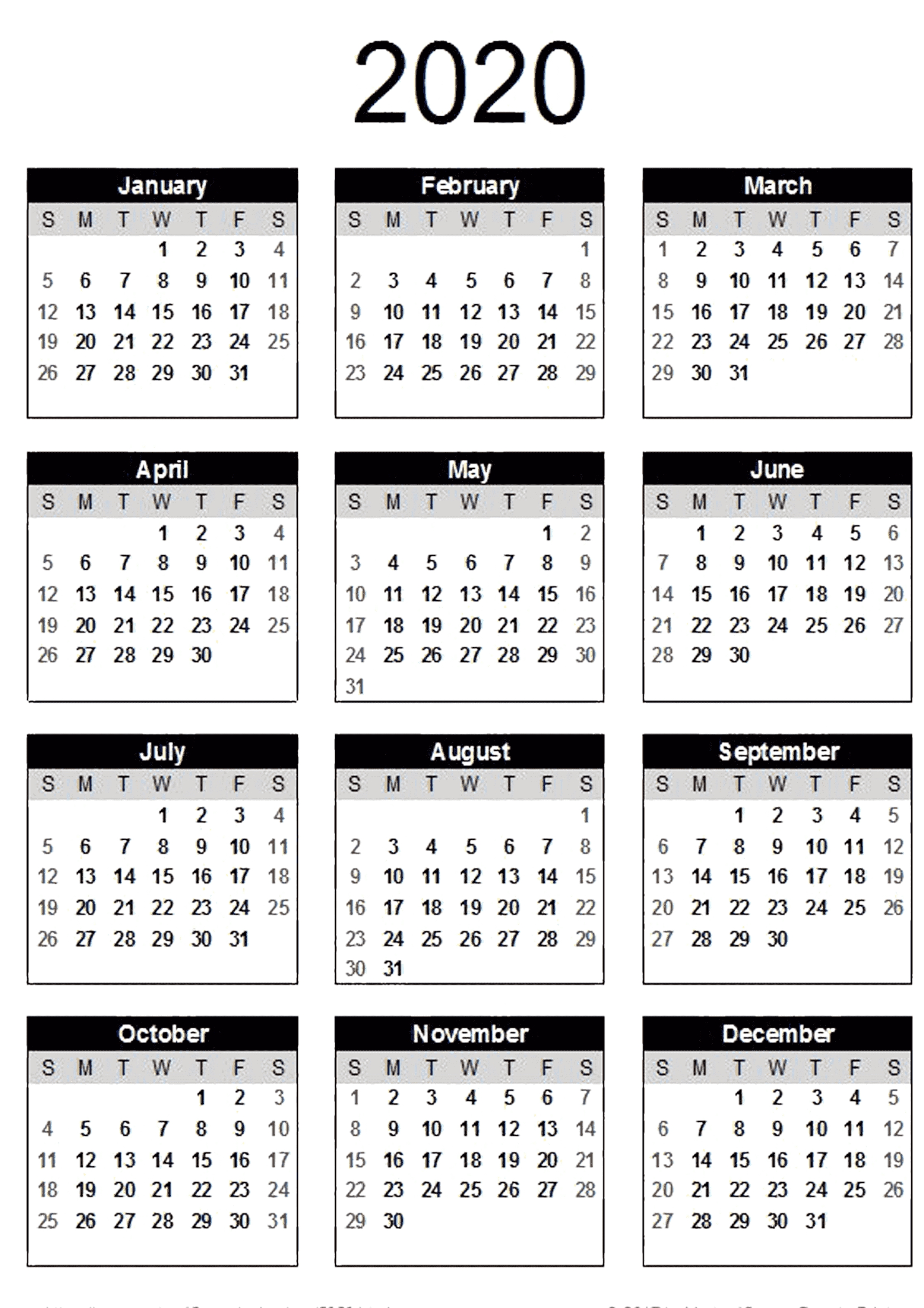 Free Printable Calendar Pdf 2020 | Month Calendar Printable