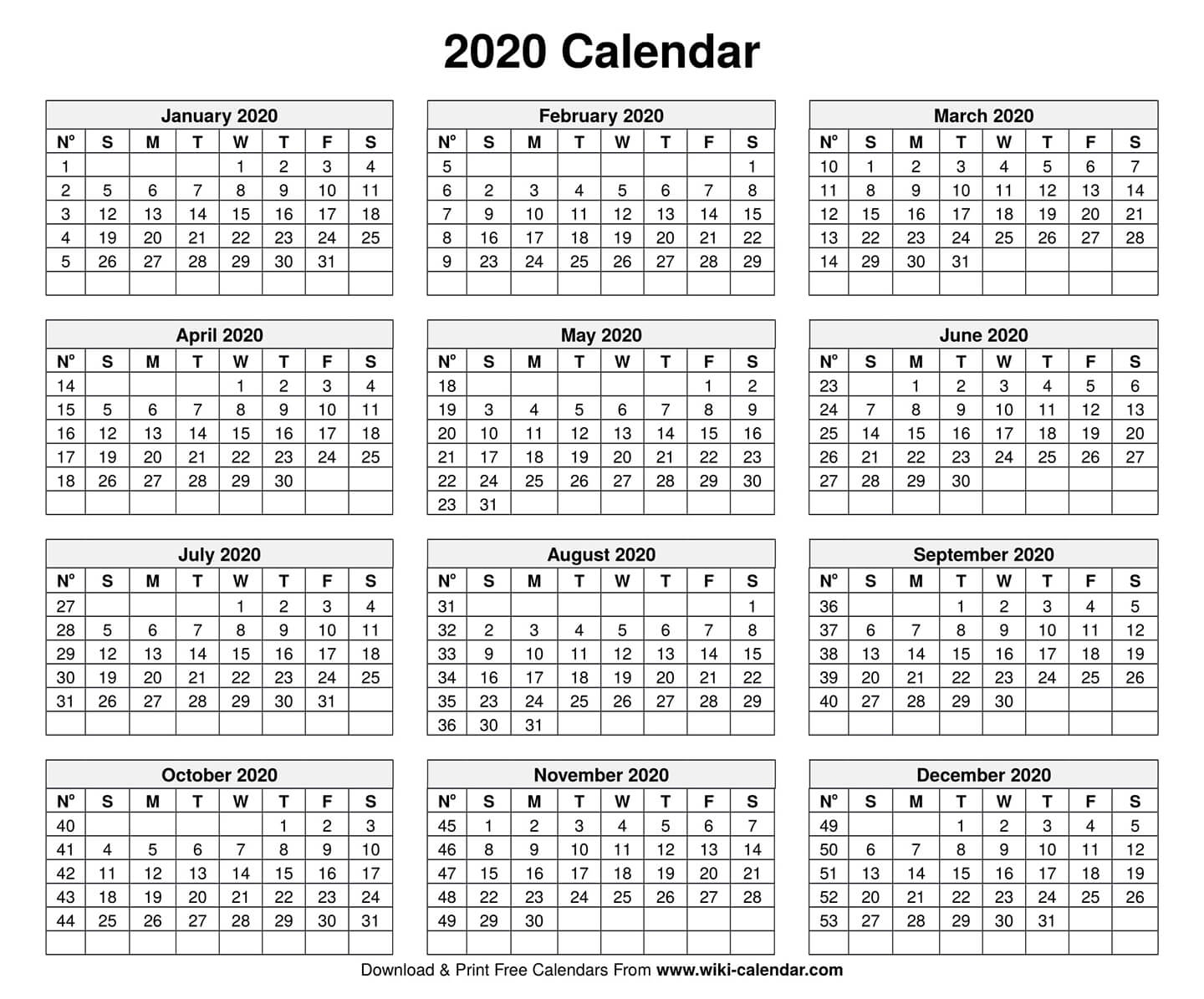 Free Printable Calendar For 2019 Or 2020