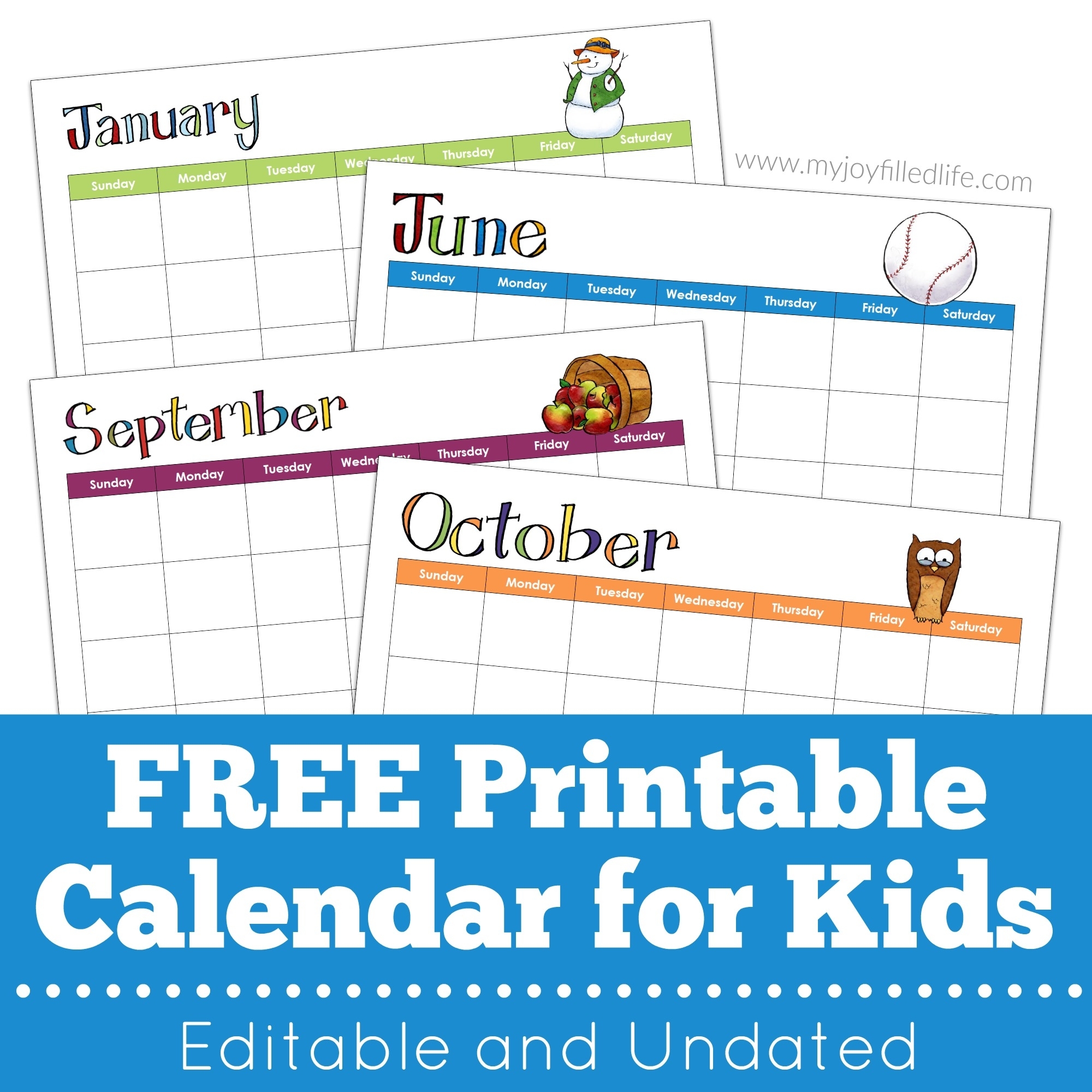 Free Printable Calendar For Kids – Editable &amp; Undated - My
