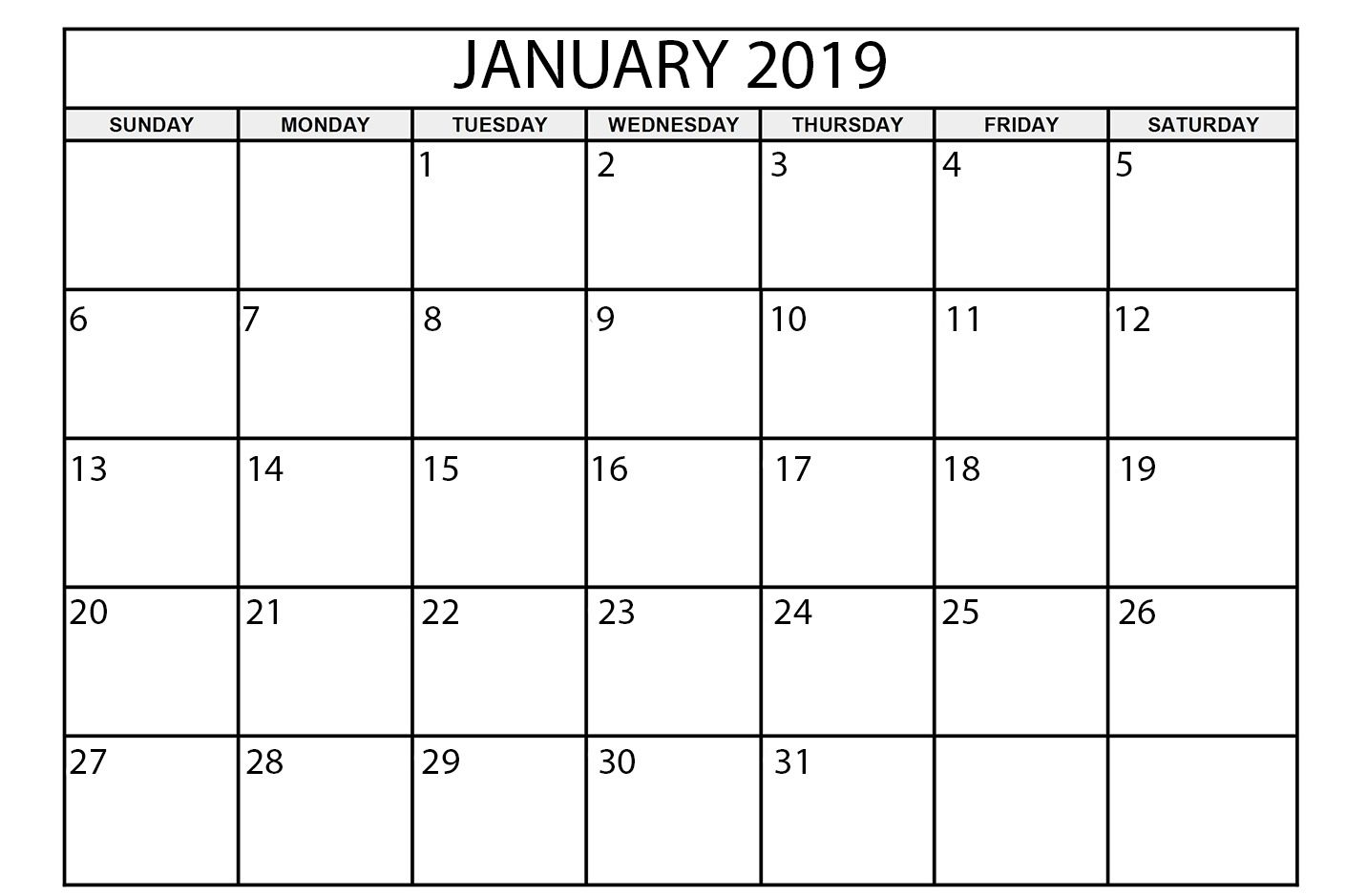 Free Printable Calendar January 2019 | Academic Calendar