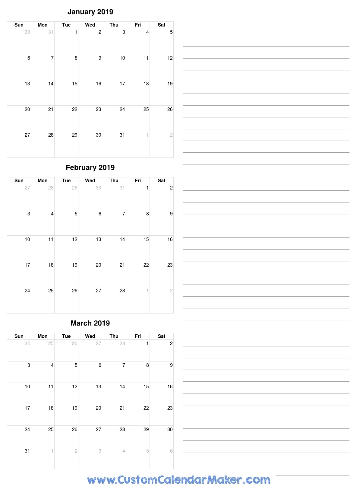 Print Free Calendar Quarterly | Month Calendar Printable