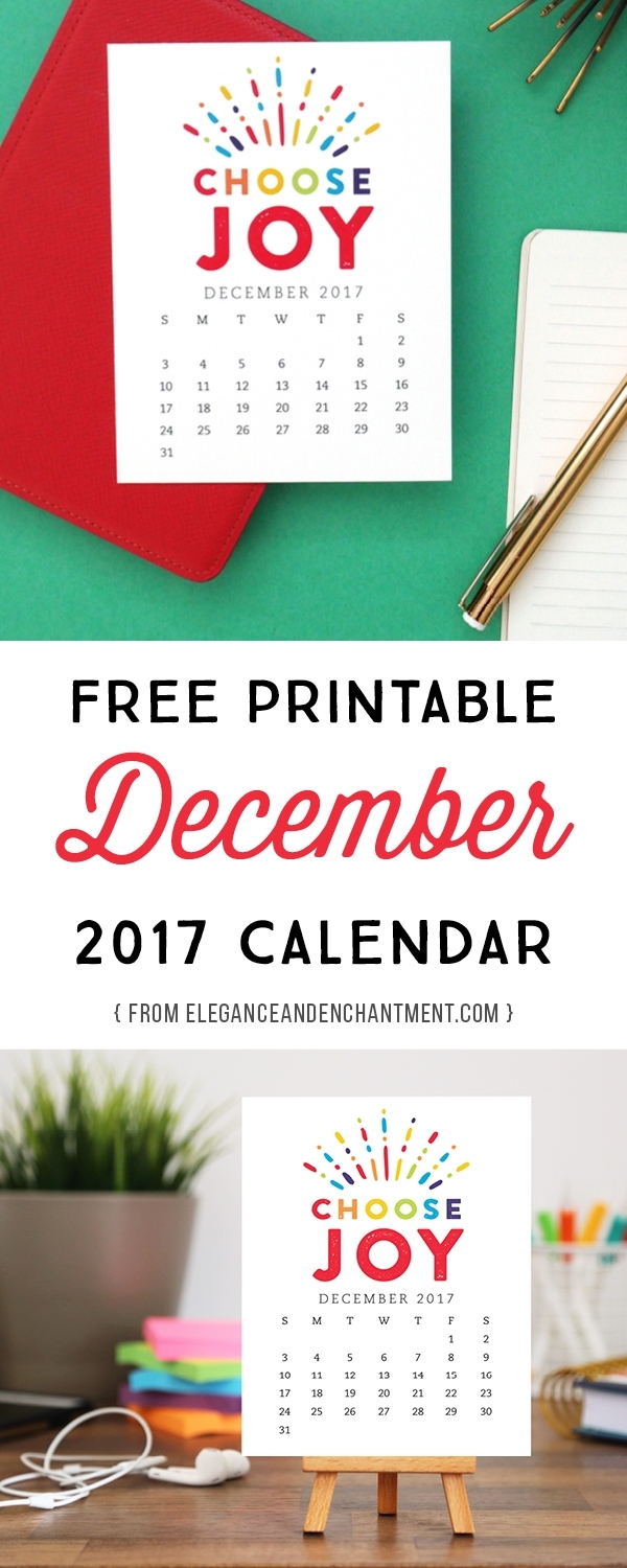 Free Printable December 2017 Calendar - Elegance &amp; Enchantment