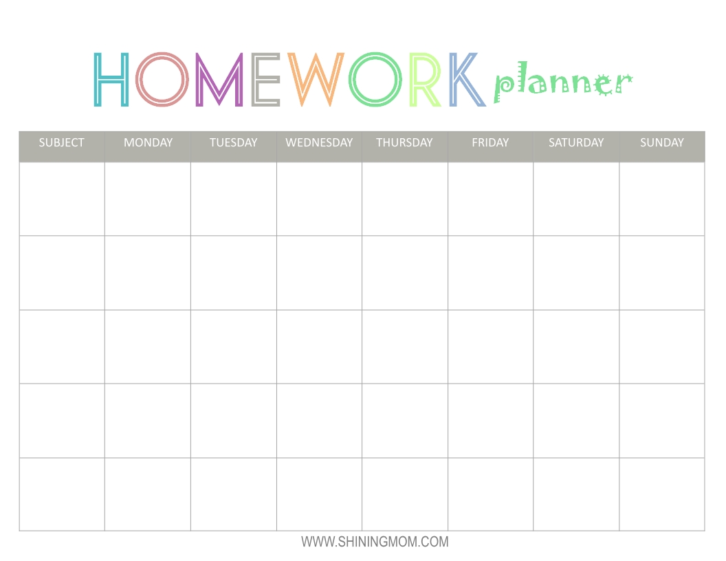 Free Printable Homework Calendar Month Calendar Printable
