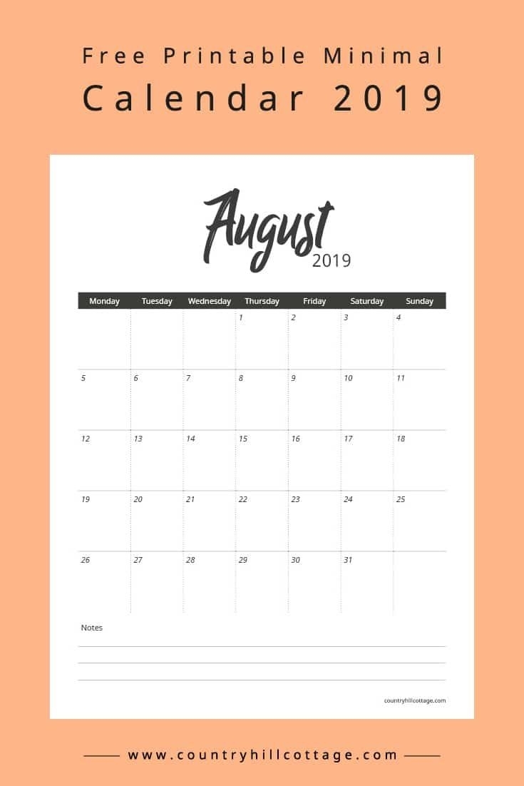 Free Printable Minimal Calendar 2019 | Free Printables