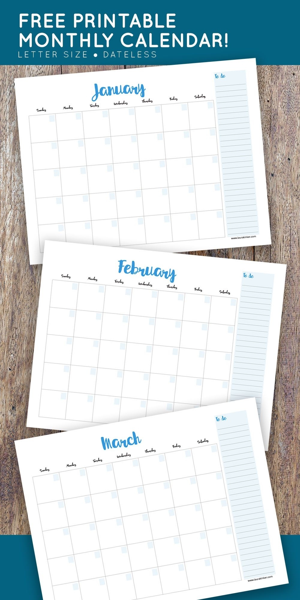 Free Printable Monthly Calendar - No Dates So You Can Use