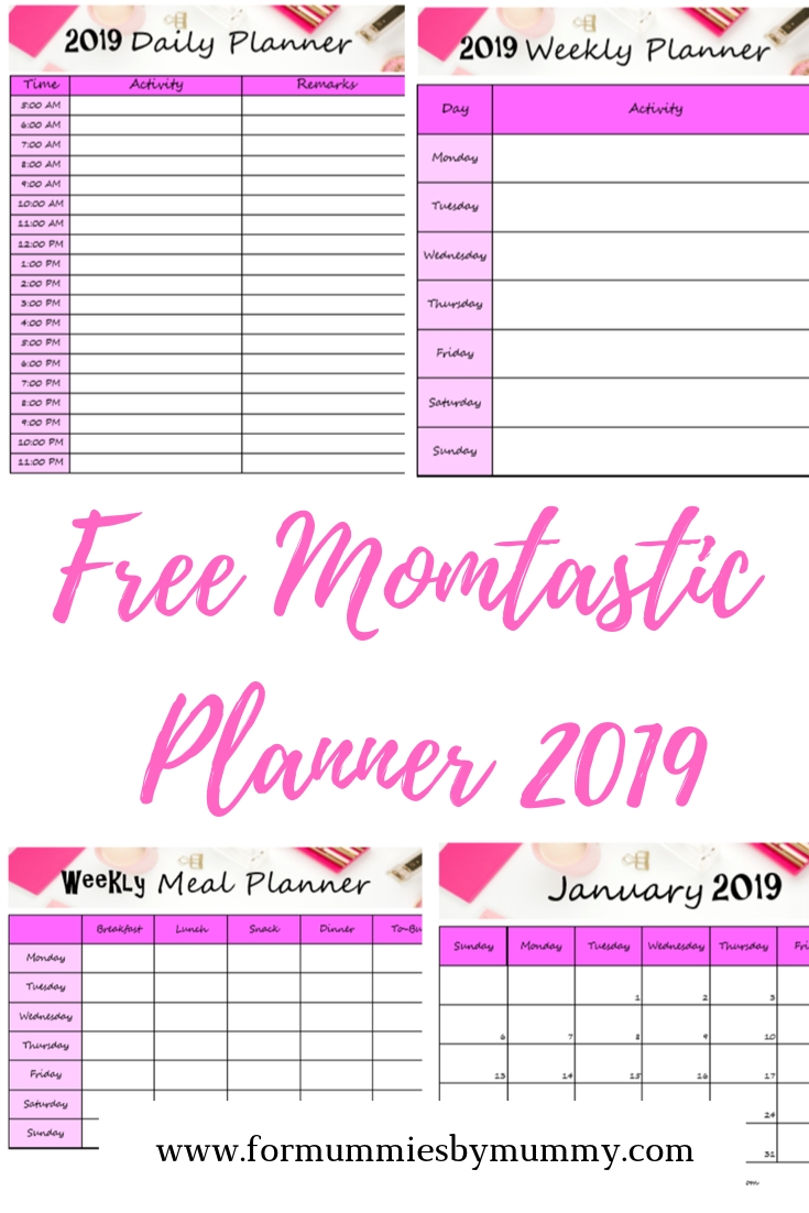 Free Printable Planner 2019. Time Management For Busy Moms