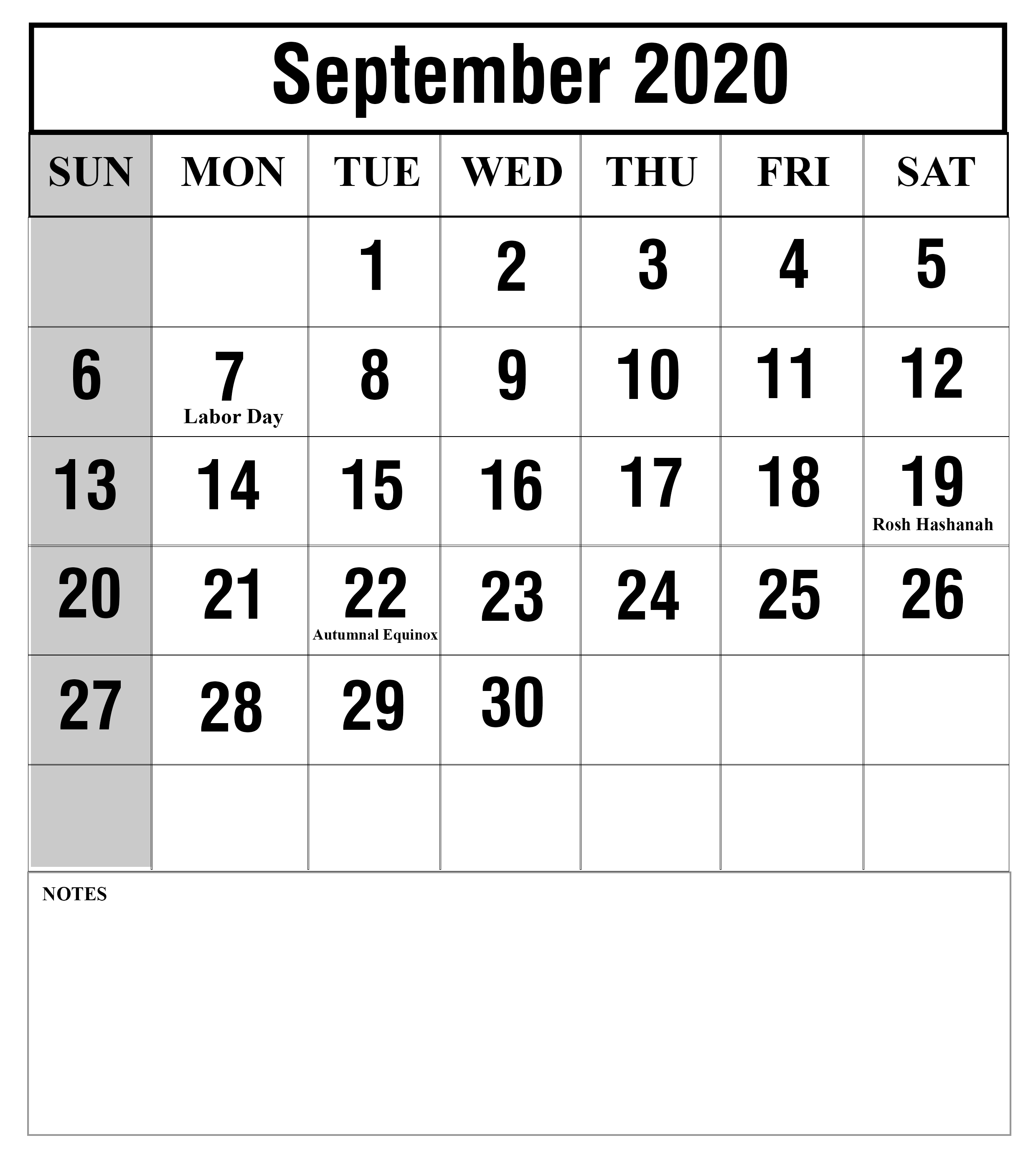 Free Printable September 2020 Calendar Templates [Pdf,word