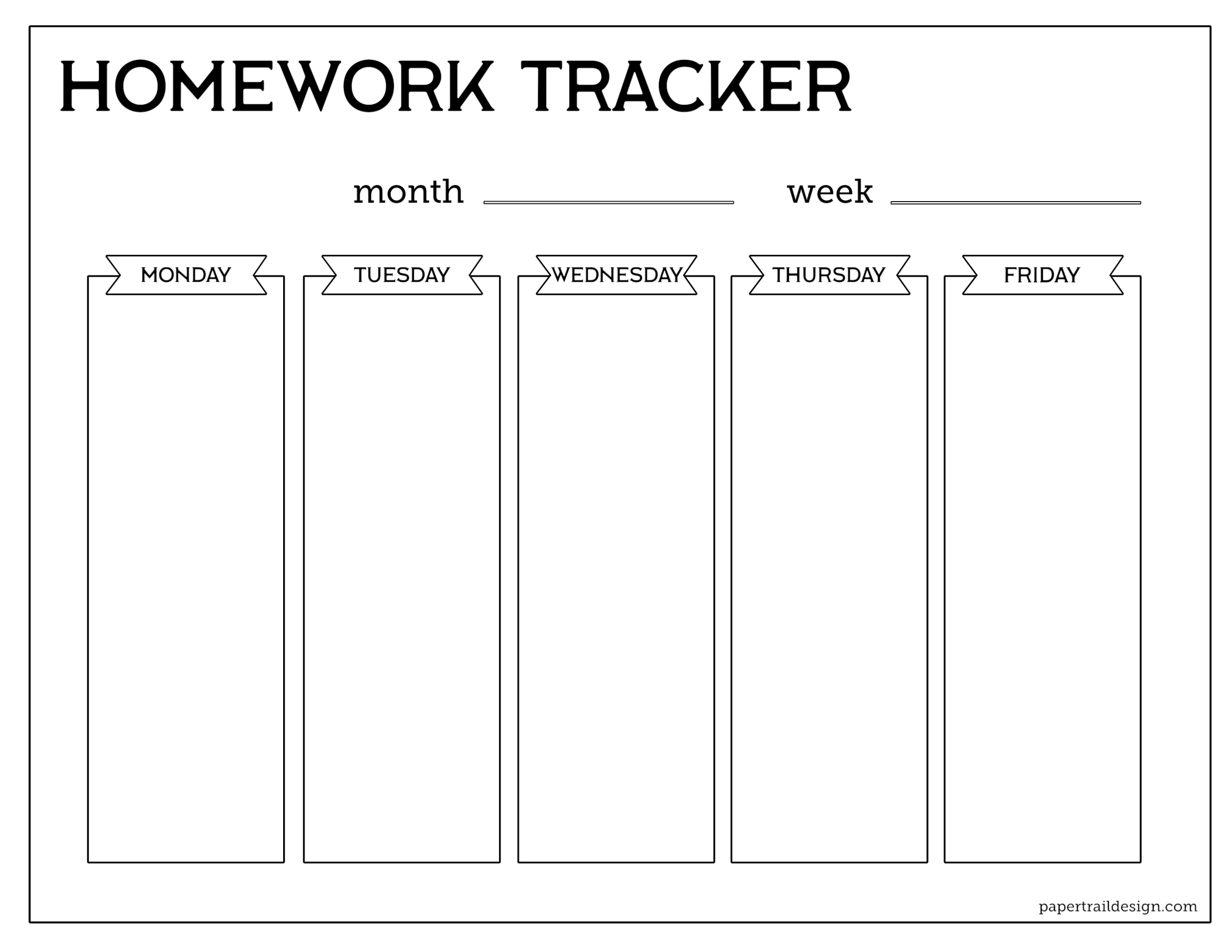 Free Printable Student Homework Planner Template - Paper
