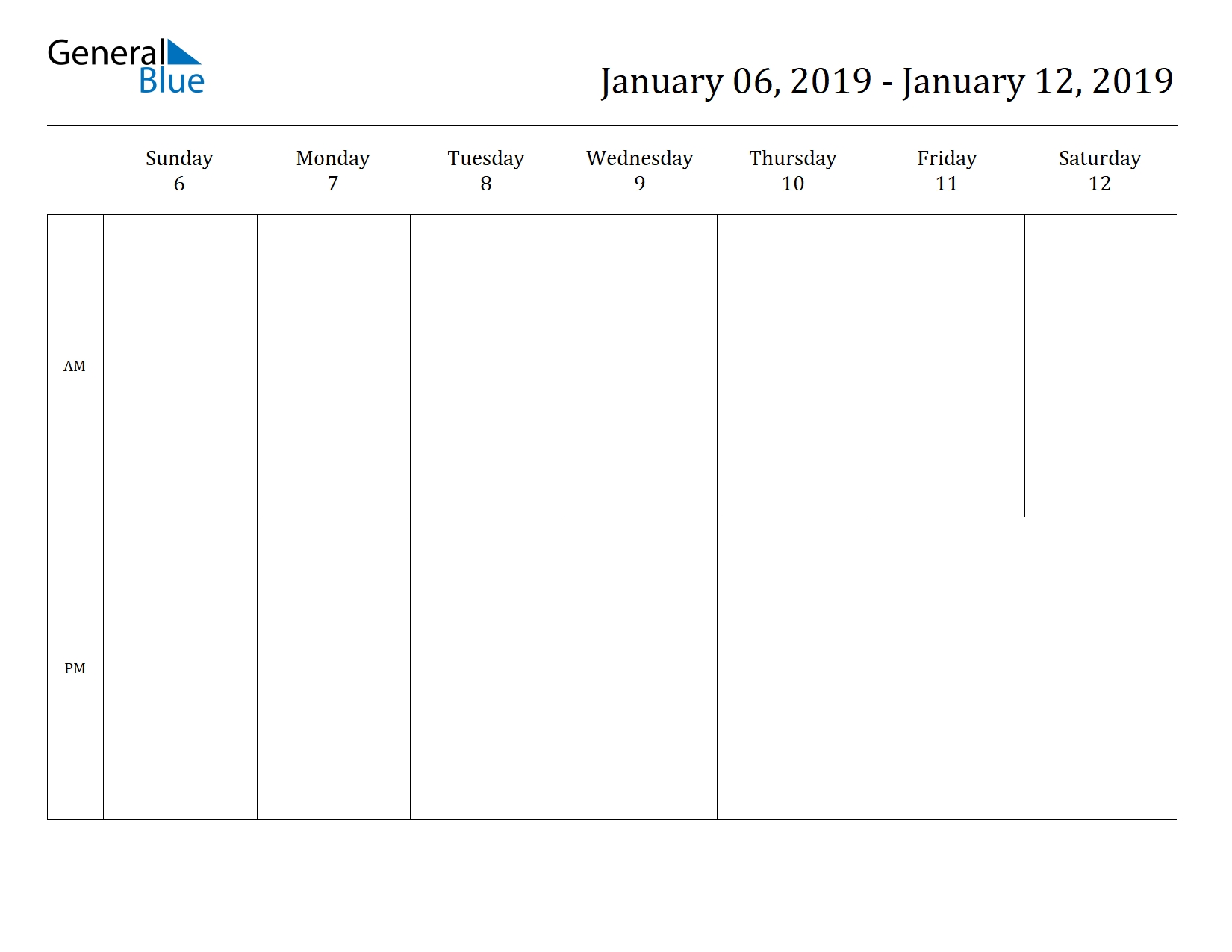 Free Printable Weekly Calendars For 2019 In Pdf Document Format