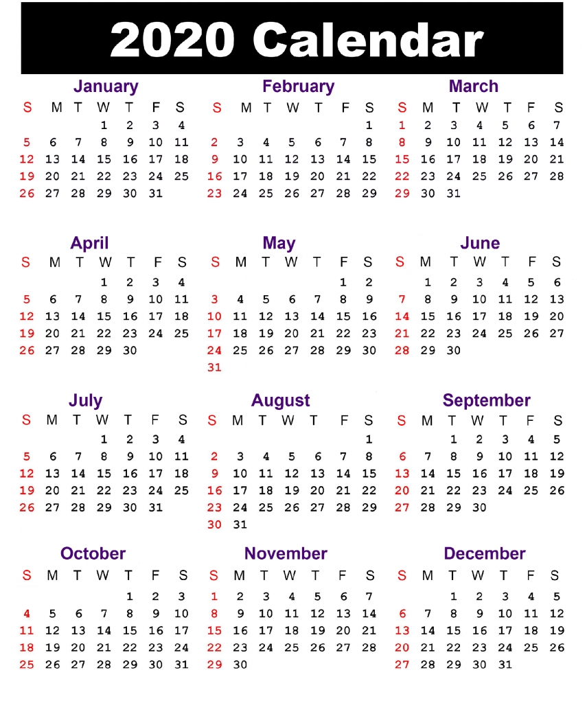 Year Calendar South Africa 2020 | Month Calendar Printable