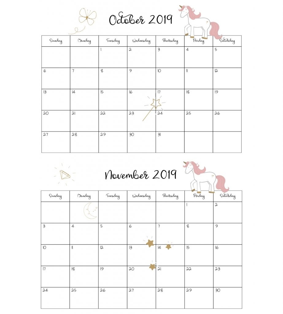 Free Unicorn Calendar Printable 2018-2019 - Shabby Mint Chic